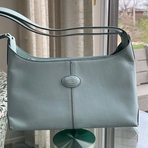 Powder Blue Leather Shoulder Bag